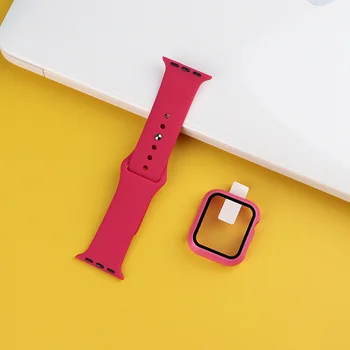 Sticla+Caz+Curea Pentru Apple Watch band 42mm 44mm 40mm 38mm 44 mm Silicon Sport smartwatch-bratara iWatch serie 3 4 5 6 se trupă