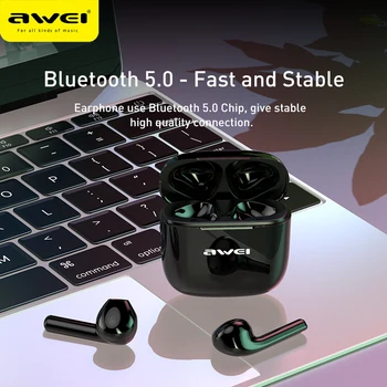 AWEI T26 TWS Pavilioane Wireless Bluetooth compatibil cu Cască în Ureche Cu Microfon Dual Sunet Stereo HiFi Bass Căști