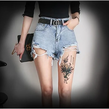Noua Cerneală Floare de Lotus Sexy Tatuaje Temporare pentru Femei Stil Chinezesc Acuarelă Body Art Tatuaj Fals Brațul Gambei Înapoi Autocolant Tatuaj