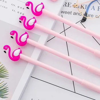 4 Buc Kawaii Desene animate 0.38 mm de Scris Pix Norocos Flamingo Roz Pix cu Gel Pix Semnătură Escolar Papelaria Școală de Aprovizionare de Birou