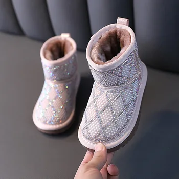 Copii cizme de Iarna pentru fetele noi stras îngroșat caldura moda bumbac cizme de pluș pentru copii pantofi de bumbac