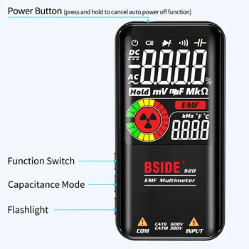 BSIDE S20 3.5 Inch EMF Multimetru Inteligent 9999 Contează Colorate Display Reîncărcabilă Detector de Radiații