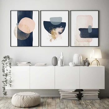 Abstract, Arta De Perete Poster Pânză De Pictură În Acuarelă Cu Aur, Cu Imprimeuri Moderne Nordic Imaginile Pentru Camera De Zi Dormitor Decor Acasă
