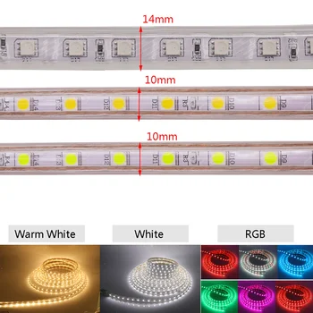 220V LED Strip Waterproof 5050 60Leds/M Flexibile cu Led-uri Panglică Bandă de Lumină 24Key Telecomanda RGB Benzi cu LED-uri Alb/Cald Alb