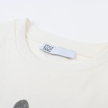 B-TOTO American Retro Imprimare Alb cu mânecă Scurtă T-shirt de Vara pentru Femeie Pierde Valul Ins Celebritate de Top 2021