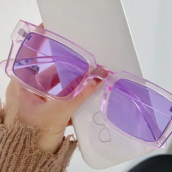Seemfly 2021 Moda Vintage Dreptunghi ochelari de Soare Transparent Colorat Ochelari Pentru Femei Retro Bărbați Umbrele de soare UV400 Ochelari de Soare