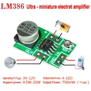 Reglabil Mini LM386 DC 3.8 V-12V 5V 150mA Amplificator Audio de Putere de Bord Micro Amp Modul Max 750mW de înaltă Impedanță Voce AMP