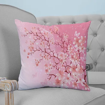 Pink Cherry Blossom Flori Imprimate Arunca Pernă de Pluș material față de Pernă Decorative Acasă Perna Fierbinte