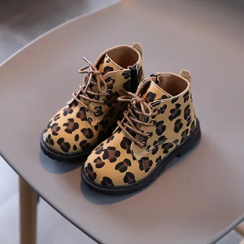 Copii Leopard Pantofi Din Piele 2021 Toamna Iarna Noi Copii Băiat Fete Pantofi De Moda De Cusut Casual Drăguț Platforma Cizme De Zapada E08213