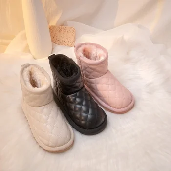 Copii Cizme De Zapada 2021 Iarna Fete Glezna Cizme Scurte De Blană Cald Printesa De Brand De Moda Pentru Copii Pantofi Cu Talpă Platformă Negru