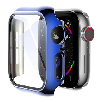 Sticla+Capac Pentru Apple Watch 6 Caz 44mm 40mm iWatch Caz 42mm 38mm bara+Ecran Protector apple watch Serie 6 5 4 3 2 1 Albastru
