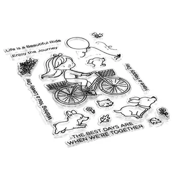 2021 Nou Fata de Mersul pe Bicicleta Balon Clar Timbre și Tăiere a Metalelor, Matrițe, Pentru Ambarcațiunile de a Face Animale Corgi Felicitare Scrapbooking